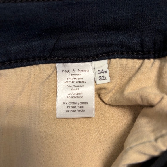 Rag & Bone Men's Fit 1 Skinny Dark Blue Slim Jeans Size 34x32 - Picture 6 of 6